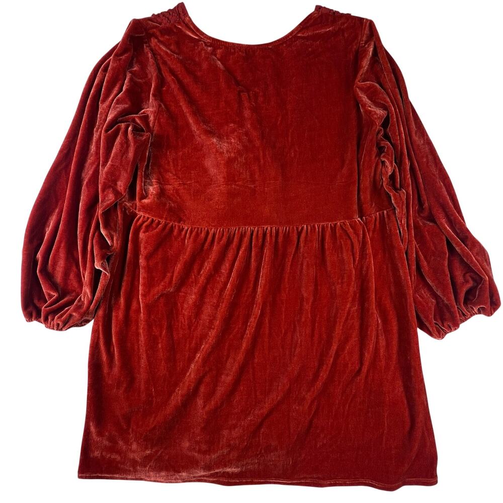 Rust Velvet Lace Mini Dress 3XL | Whimsigoth Fairycore Boho Witchy Romantic - Picture 4 of 16